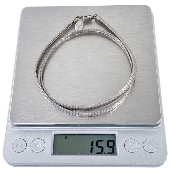 Dyadema Omega Link Chain Collar Necklace | Italy Vintage Sterling Silver | 17" - Picture 5 of 5